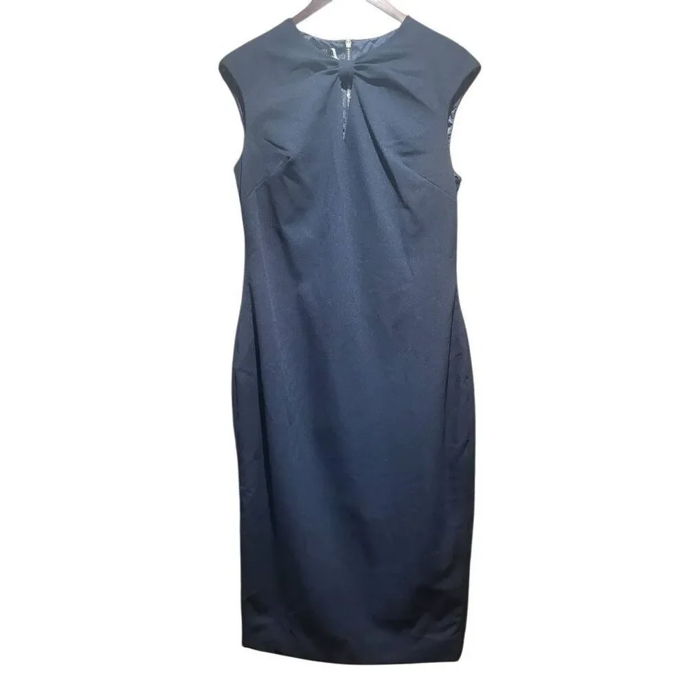NWOT Ted Baker Kezzia Dress Women's 10 Navy Blue Bow Cutout Sheath Bodycon Ponte - Picture 3 of 7